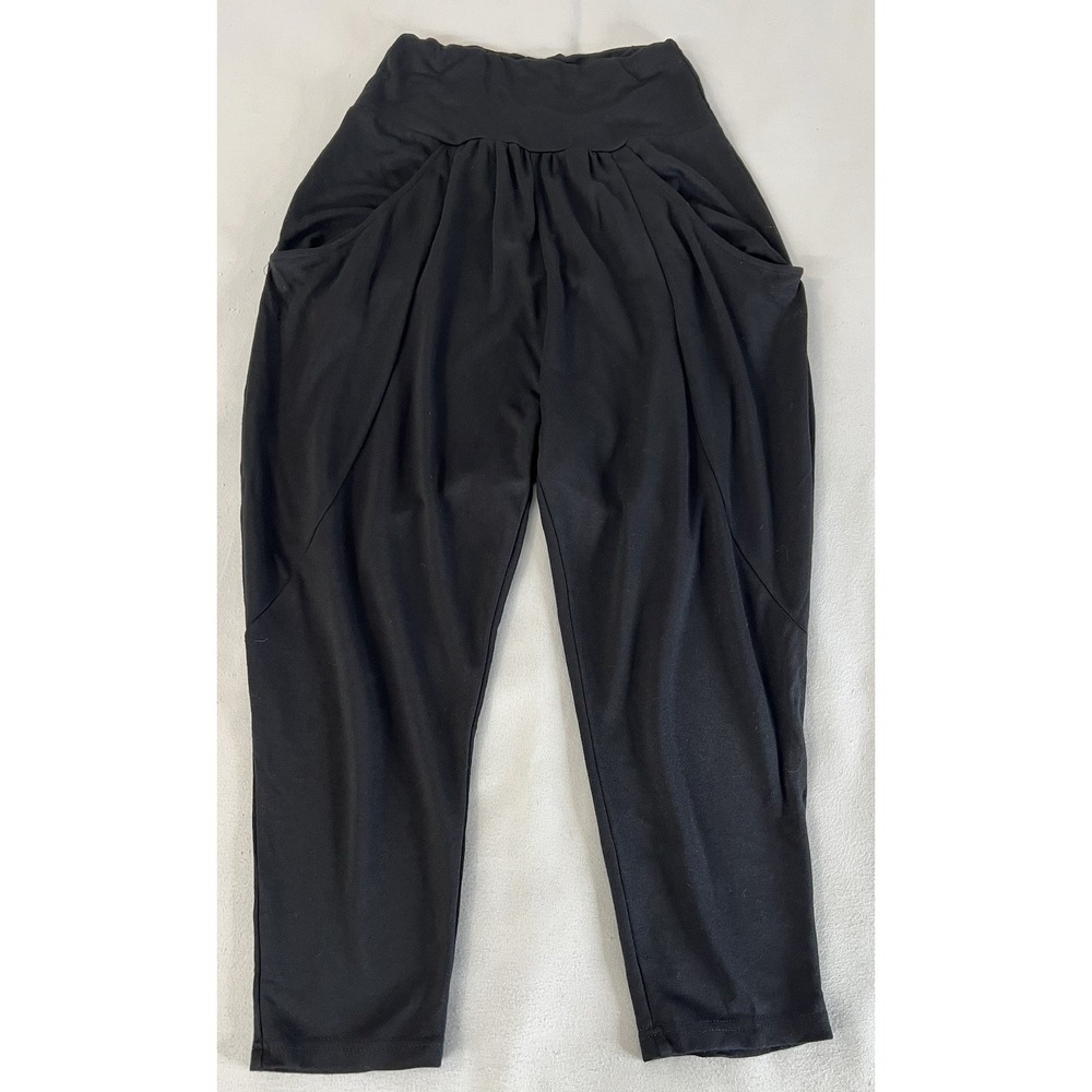 Boheme Women's Pleated Tapered Black Pockets Pants Cropped Sz 0 Boho Retro